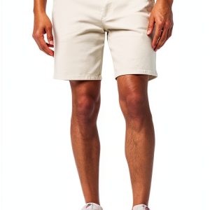 Mens Denim Shorts 100 Cotton Button Closure Natural Color-0